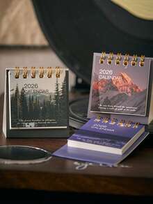 1件装创意横版迷你2026年日历，学生笔记桌面装饰，办公装饰，学习用品，小型桌面日历，个人及专业日程安排表，挂历，日历，圣诞倒计时日历，2026年日程表，2026年日历，2026年个性化日历 - 彩色 - 查看 9