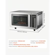Countertop Microwave Oven, 0.9 Cu Ft, 1000W Digital Stainless Steel Microwave Oven With Touchscreen, 10 Cooking Presets, 5 Power Levels, Multi-Lock Door & Easy Clean Interior For Commercial Use - US A Type Plug(110-127V) - View 7