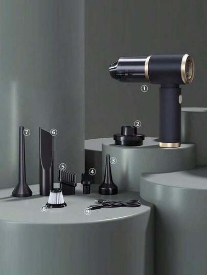 Portable Car Vacuum, Strong Suction, High-Power Household Vacuum Cleaner, Compact Handheld Cordless Vacuum, For Cleaning Pet Hair In Cars, Homes, And Offices While Traveling, Car Accessories, 2400mAh