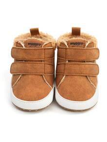 Scarpine antiscivolo calde per neonati e bambini, scarpe invernali con suola morbida, stivaletti alla caviglia per neonati, scarpe per bambini - Castano - Visualizzare 4