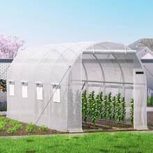 15 X 6.5 X 7 Ft Walk-In Tunnel Greenhouse, Portable Plant Hot House With Galvanized Steel Hoops, 1 Top Beam, Diagonal Poles, Zippered Door & 8 Roll-Up Windows, White - 15 x 6.5 x 7 ft White - 查看 1