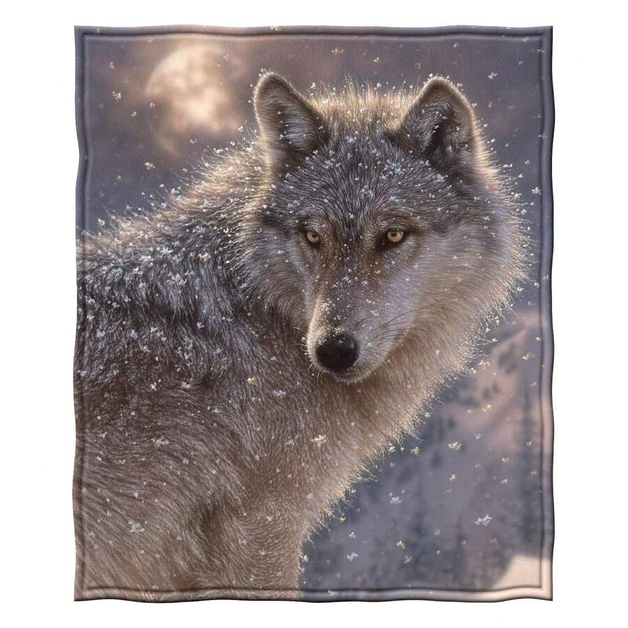 Winter Wolf Throw Blanket - Dawhud Direct Wolf Fleece Blanket For Adults And - 75x90 Inches Soft And Durable Plush For Bed Or Couch - Thoughtful Gift For Animal Lovers, Ultra Soft Flannel Blanket - Winter Must-Have - 彩色 - 查看 1