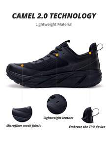 CAMEL CROWN Men's Shock-Absorbing Running Shoes, Breathable Mesh Versatile Casual Ultra-Light Soft-Soled Shock-Absorbing Jogging Shoes - Phantom Black - View 7