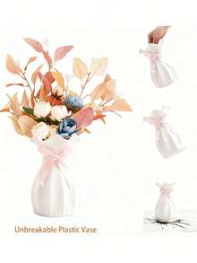 1 قطعة إناء بلاستيكي بمظهر السيراميك، إناء فني حديث مع تصميم مضاد للانزلاق، هدية مثالية لعيد الميلاد والهالوين وعيد الشكر والعيد الفصحي، مناسب لديكور غرفة المعيشة والنوم والحديقة والمكتب، متوفر ب- 3 ألوان