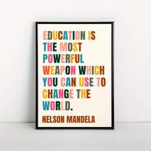 单幅帆布海报，励志教育语录印刷品，学校海报，教室墙面装饰，客厅励志墙画，卧室墙面装饰，家居装饰，无框 - 彩色 - 查看 2