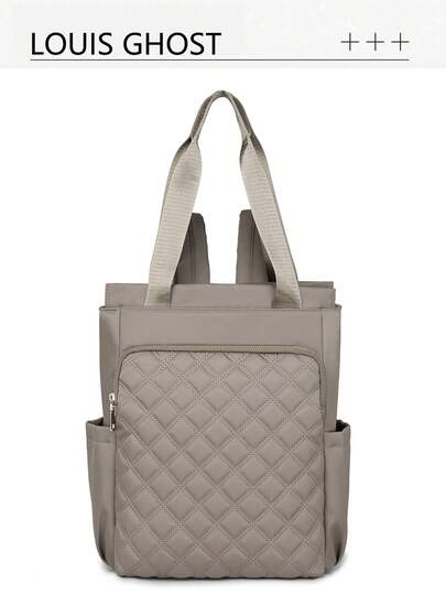 女士纯色多功能大容量背包，休闲简约学生背包，学院风简约单肩包，手提包，多功能背包，适合学校、大学、中学、高中、通勤、办公等场合