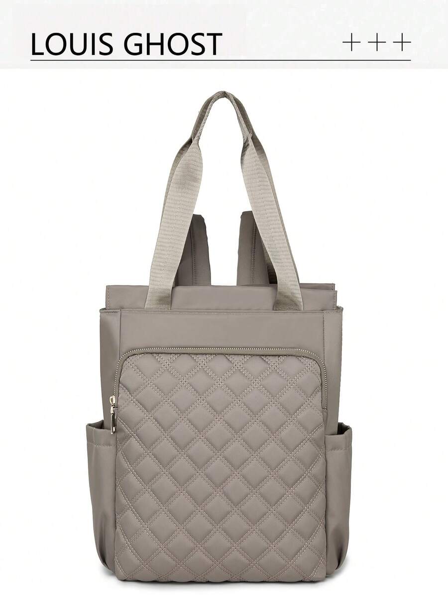 女士纯色多功能大容量背包，休闲简约学生背包，学院风简约单肩包，手提包，多功能背包，适合学校、大学、中学、高中、通勤、办公等场合