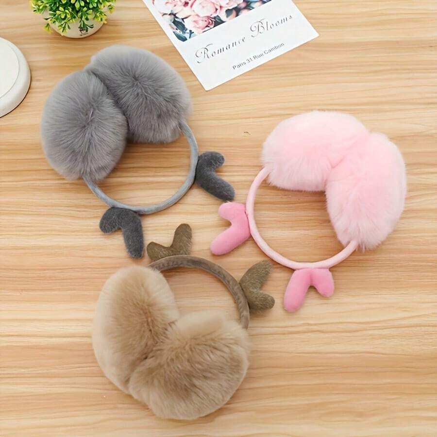 Cute Deer Antler Ear Muffs, Warm Ear Cover For Women In Winter, Christmas Ear Warmers Ear Muffs - Multicolor - View 1