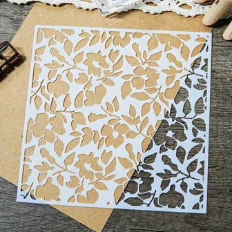 1 PC Vintage Floral DIY Craft Stencil Template - Large Lace-Like Die For Card Making, Scrapbooking, Fabric & Paper Crafts - Washable & Reusable Durable Plastic-Like Stencils With Intricate Flower Patterns (No-Sew