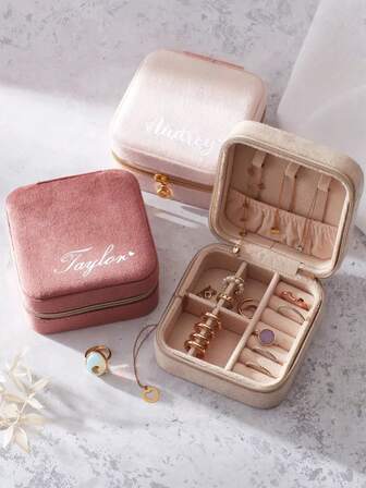 Christmas Gifts, Custom Velvet Jewelry Box, Travel Jewelry Box, Bridesmaid Proposal, Small Earring Storage Box, Gift Box For Sisters, Friends, Birthday Gifts,New Year Glamour