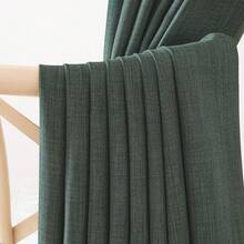2025  Bedroom Curtains 2 Panels Sets Faux Linen Textured, Pinch Pleated Room Darkening Light/Heat Blocking Window Drapes Thermal Insulated For Living Room, Angora, W50 X L108, 2 Panels - 灰綠色 - 查看 5