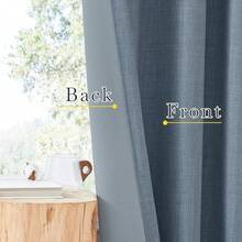 2025  Bedroom Curtains 2 Panels Sets Faux Linen Textured, Pinch Pleated Room Darkening Light/Heat Blocking Window Drapes Thermal Insulated For Living Room, Angora, W50 X L108, 2 Panels - 霧藍色 - 查看 7