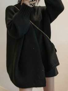 Women's New Knit Cardigan For Autumn/Winter, Loose Fit, Casual, Versatile, High-End Outer Sweater - Black - View 3