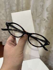 1pc Women's Casual Retro Oval Frame Red Plain Glasses, Suitable For Daily Wear And Street Photography - Multicolor - View 10