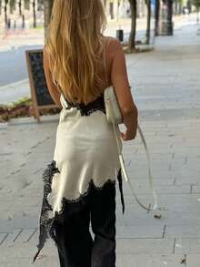 Lace Women Dresses Satin Asymmetrical Summer Party Short Dresses Female Elegant New Pajamas Sleeveless Sexy Brown Black Ladies Backless Dresses - Nhiều màu - Xem 3