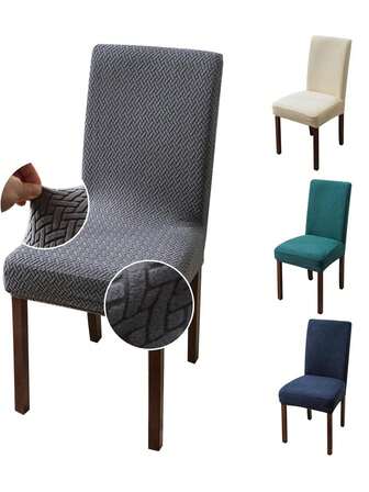 餐厅防水椅套 – 可拆卸可水洗提花帕森斯椅套，弹力餐椅保护套，适用于厨房、酒店、宴会厅、餐厅等场所，防水弹力餐椅套