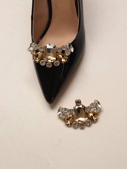 2 pezzi Molletta per capelli dorati a forma di diamante vuoto finto, accessorio di moda stile principessa adatto per tacchi alti e abbigliamento