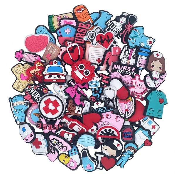 Random 10-50Pcs Doctor Nurse Medical Supplies Series Shoe Charms For Sandals,Shoe Decoration Premium Quality Popular Charms Accessories Great Gift For Teens Men Women And Adults