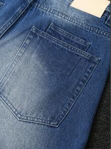 男士时尚复古水洗宽松直筒阔腿牛仔裤 - 藍色 - 查看 10