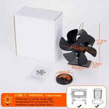 Black Fireplace Fan 6 Blades Heat Powered Stove Fan Firewood Log Wood Burner Mute Quiet Fan Home Heat Effecient Distribution - 9*5.3*17.5cm - View 11