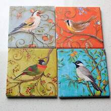 Posavasos cuadrados vintage, cojines para tazas de café con decoraciones de flores y pájaros al estilo chino, aislantes del calor, con alta estética, decoraciones para mesa de comedor, alfombrillas aislantes del calor - Multicolor - Ver 11