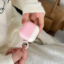 Decoración colgante de unicolor minimalista con rayas compatible con estuche de auriculares Apple 2nd Gen, carcasa protectora inalámbrica Bluetooth - Rosa - Ver 2