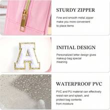 Initial Bag - Make Bag Travel Toiletry Case Preppy Cosmetic Bags Organizer Gifts Women Valentines Day Brithday Mom Gifts Toiletry Bag Pink - Z - Xem 3