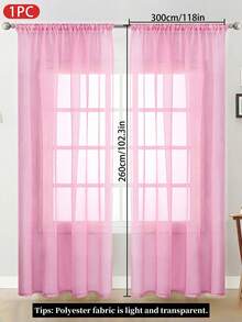 1 pieza Cortina de voile transparente, tela ligera y traslúcida, bloqueo solar y aislamiento térmico, diseño de bolsillo para varilla, buena caída, adecuada para decoración de sala de estar, dormitorio, balcón | Decoración de otoño, decoración de habitación