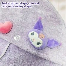 Miniso 三丽鸥 Kuromi / Pochacco 3D 吹风帽，速干透气设计，家用沙龙级美发护理配件，日常浴室必备，理想的节日礼物，柔软材质（1 件装） - 紫色 - 查看 4