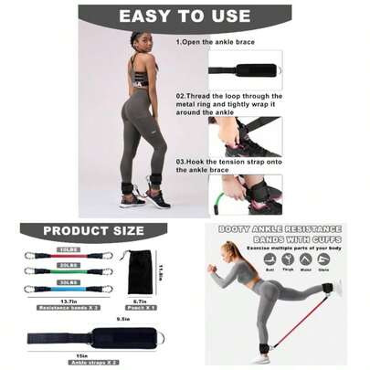 Ankle Resistance Bands With Cuffs, Ankle Bands Working Out, Ankle Resistance Band Leg, Women Exercise Equipment Kickbacks Hip Fitness Training Yoga Pilates Gym