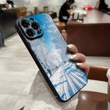 Una funda para teléfono diseñada con una escena de nieve, mostrando ramas heladas y un paisaje invernal tranquilo, adecuada para las series  16, 15, 14, 13, 12 y 11 Pro.Hecho de material TPU, proporciona protección a prueba de golpes.Es un muy buen regalo para familiares, amigos, niños, compañero para cumpleaños, Año Nuevo, festivales y el Día de San Valentín. - Colores mixtos - Ver 5