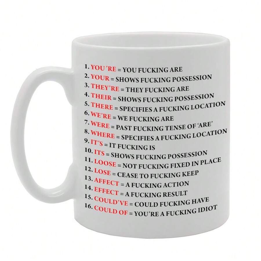 Coralgraph Grammar Expletive Funny Printed Tea Coffee Ceramic - Funny Printed Coffee Mug - Great Gift Idea MG921 - White - View 1