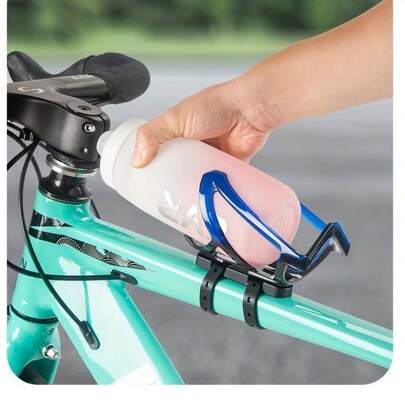 1 pieza Soporte para botella de agua de bicicleta sin taladro, abrazadera de plástico ABS, apto para bicicleta de montaña y bicicleta de carretera, color negro, se ajusta a tubos de 2.5" y 3.1" de diámetro