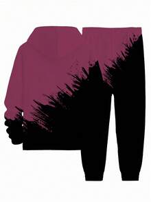 男士休闲连帽衫和运动裤套装 - 时尚舒适，常规版型，“LIMITLESS”印花，白底黑字，休闲服饰 | 连帽卫衣 | 柔软舒适，针织连帽衫 - 黑色 - 查看 4