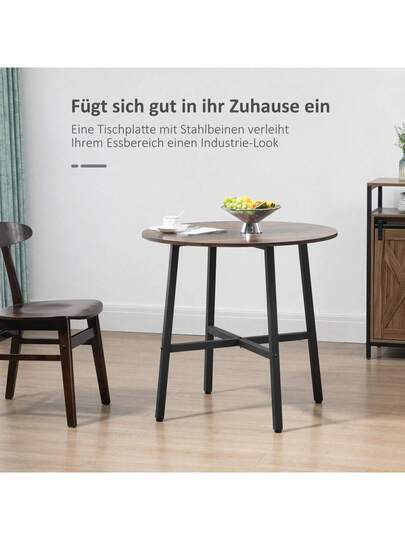 HOMCOM Dining Table, Kitchen Tafel People, Living Room Kitchen, Steel, Brown, 80 76 Cm view 8