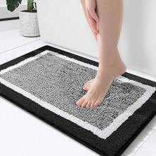 Bathroom Rugs 24x16, Extra Soft And Absorbent Microfiber Bath Mat, Non-Slip, Machine Washable, Quick Dry Shaggy Bath Carpet, Suitable For Bathroom Floor, Tub, Shower (Black And White){Inchcolor_nameinch:InchBlackandWhiteinch,Inchsize_nameinch:Inch24\Inchx16\Inchinch} - 黑白 - 查看 1