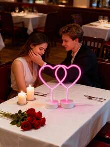 2pcs Heart Shaped Neon Light, Pink LED Lamp, Battery Or USB Powered Decorative Light, Mother's Day/Valentine's Day Gift, Bedroom/Wedding/Party/Room Decor (Batteries Not Included) - Nhiều màu - Xem 3