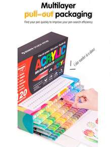 GuangNa 12/24/36/48/60/72/100/120/168/200/240/288 Colors Stylish Liquid Acrylic Marker With Personalized Soft Nib Design Colored Ink Pen For Calligraphy, Drawing And Coloring Essential Watercolor Pen - School Supplies Marker , Back To School Gifts