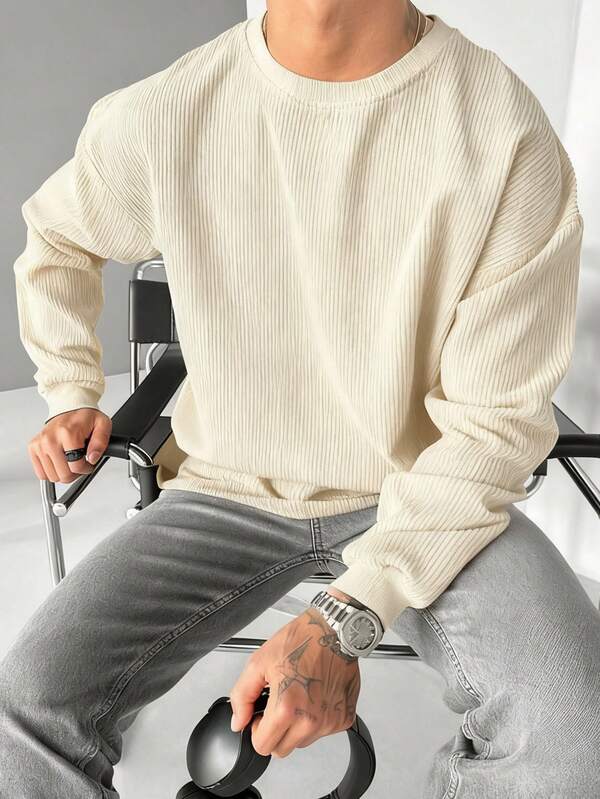 Men's Casual Old Money Men Corduroy Sweatshirt
