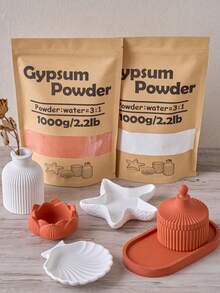 1000g/2.2lb In Bag Resin High Density Plaster Powder Brick Red Plaster Powder For DIY Sculpture Molds,Vases Making Casting Production Material Gypsum Powder In Barrel - Gypsum - View 2