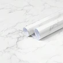 A Roll Of White-Gray Marble Wallpaper, Peel And Stick, Suitable For Kitchen, Cabinets, Wall Decoration, Desktop Splash Boards And Dresser Renovation, Durable And Removable.