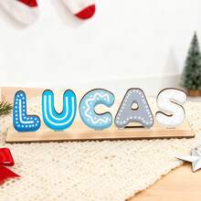 Personalized Name Puzzle, Baby Name Puzzle, Boy Or Girl Early Educational Toy, 3D Letter Puzzle Toy, Wooden Letter Puzzle, Baby 1st Birthday Gift, Wooden Puzzle, Personalized Gift, Birthday Gift, Customized Wooden Puzzle Toy, Anniversary Gift, Building Block Gift Set - Blue and White Stripes - View 16