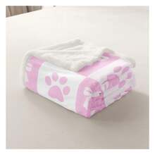 Pink Bowknot Flannel Blanket,Lovely Dog Paw Animals Lover Fleece Throw Blanket,Y Bow Tie Print Fleece Throw Blanket,Fairy Tale  Cartoon Bed Blanket For Bed Sofa Couch,90"X90" Nordic Style Acrylic Rectangular Office Nap Sofa Blanket Air Conditioning Blanket Knitted Small Blanket Shawl Cover Blanket Blanket Bed End Blanket Soft & Skin-Friendly Multi-Size Versatile Blanket Lettering Numbers Doodle - 彩色 - 查看 5