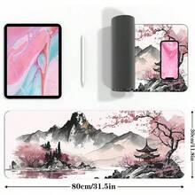 Watercolor Cherry Blossom Large Gaming Mouse Pad, Mouse Pad Gaming 31.5x 11.8 In Mouse Desk Pad, Large Desk, Extended Keyboard Mousepad With Non - Slip Base And Stitched Desk Home Office - Hoa anh đào - Xem 3