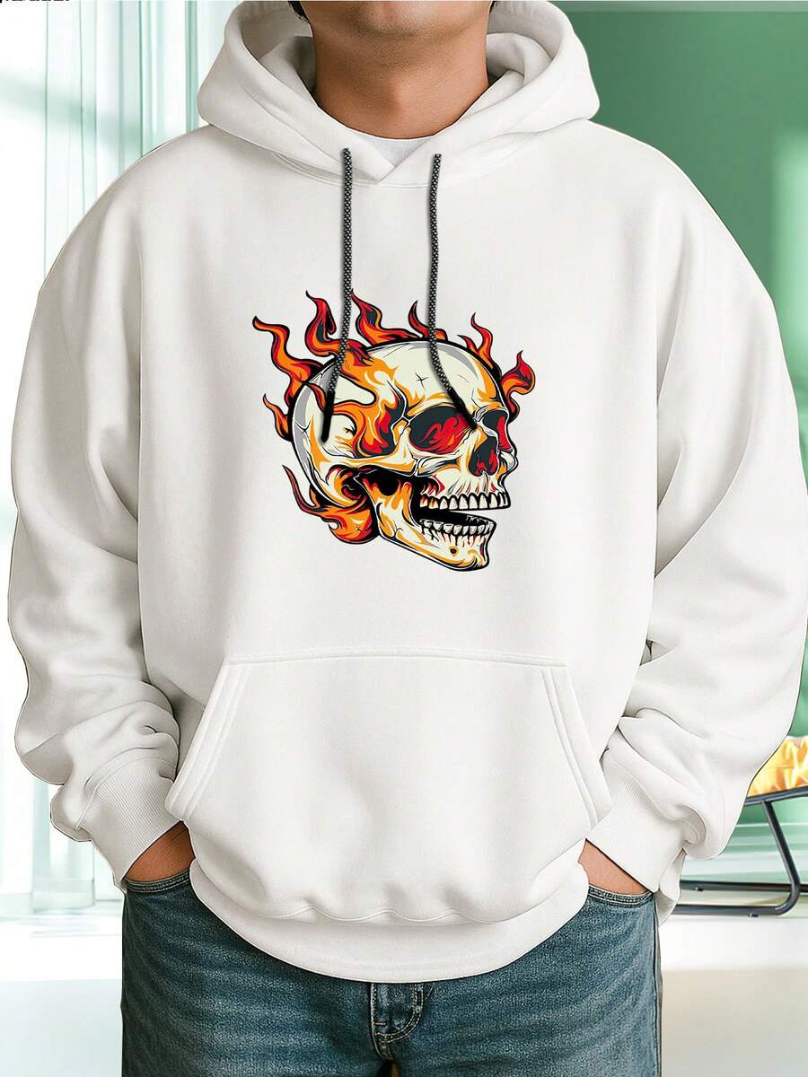 Sudadera con capucha versátil y de moda para hombres en Halloween, primavera y otoño - Blanco - Ver 1