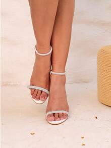 Women's 11cm Angela Galvão Rhinestone And Buckle Sandals - White - View 1