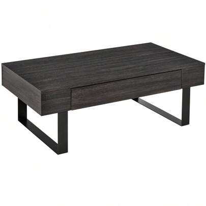 HOMCOM Coffee Table, Side Table With Drawer And Shelves, Sturdy Steel Frame, Easy Assembly, Modern Design For Living Room