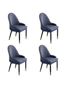1/4/6 peças capas de cadeira de cor sólida para casa/quarto/jantar, design simples - azul-marinho - Ver 4