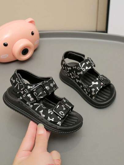 1 đôi dép xăng đan mùa hè unisex, dép đế mềm thoáng khí, quai dán chống trượt, thích hợp cho trẻ em, đi biển hàng ngày, du lịch và các hoạt động ngoài trời.