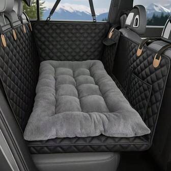 汽车后座专用狗床，后座宠物床垫，加厚超柔软涤纶宠物垫，加高边缘设计，防滑旅行宠物垫，适用于后座扩展器和卡车/SUV